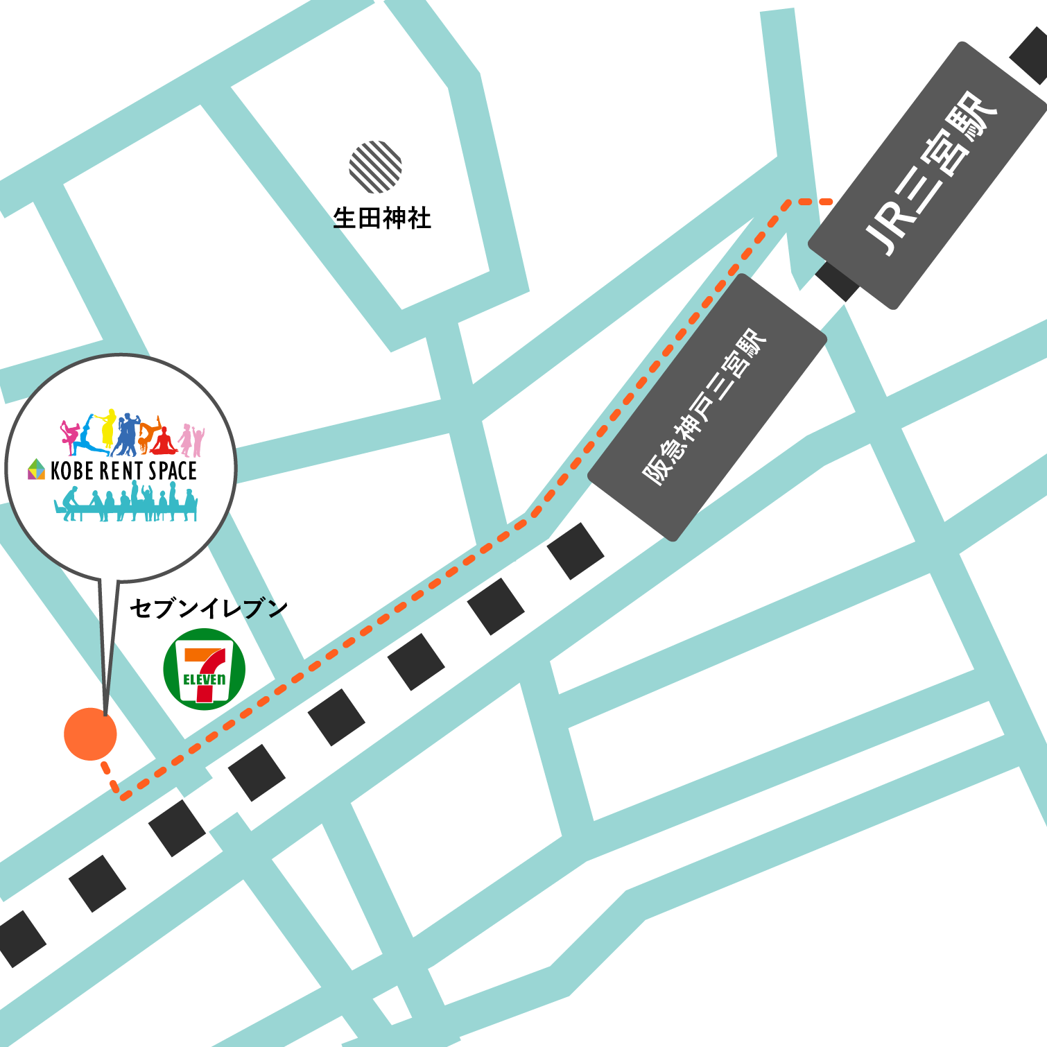 阪急三宮駅から